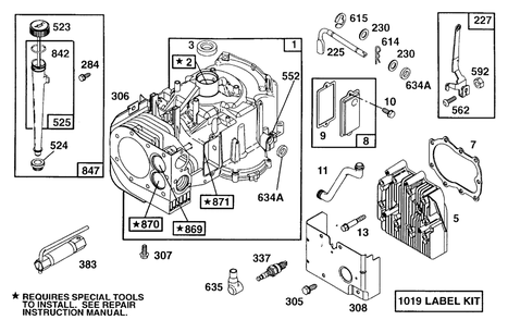 Briggs And Stratton Engine 11hp Model: 28c707-0110-0 (Part 1) Diagram and Parts List for 30576X10B  Briggs and Stratton Lawn Tractor
